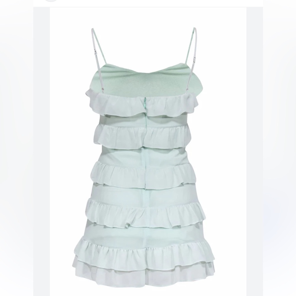 New Lovers and Friends Dress Sleeveless Mint Tiered Ruffle cocktail Green Size M - Picture 4 of 6